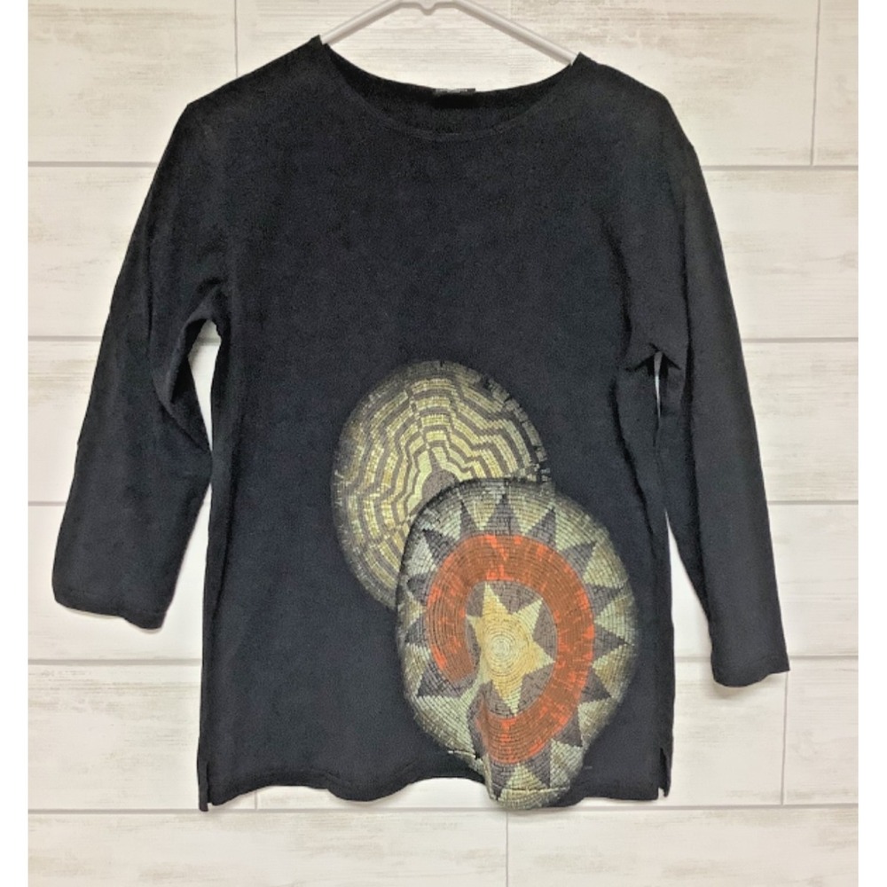 Sabaku Artwear Long Sleeve Shirt Womens Size S Baskets in Midnight Black